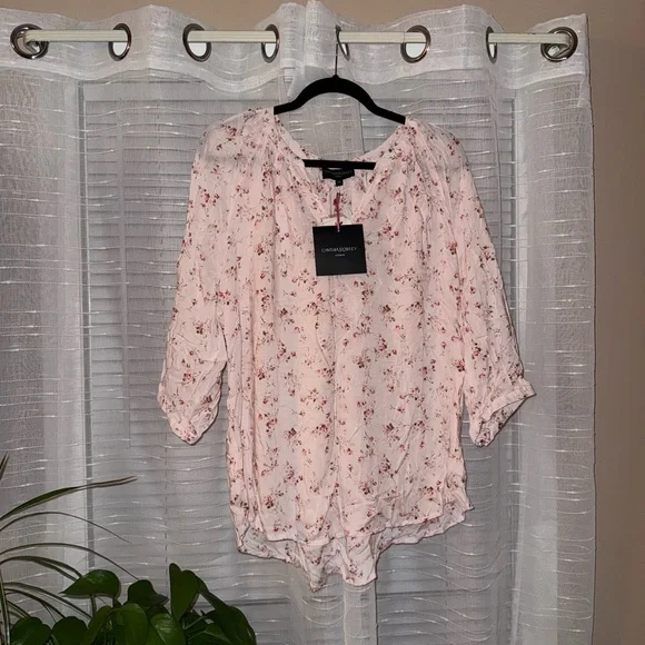 Cynthia Rowley Light Pink Floral Blouse - Picture 1 of 4